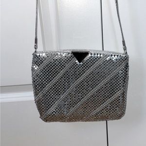 Silver chain zipper purse